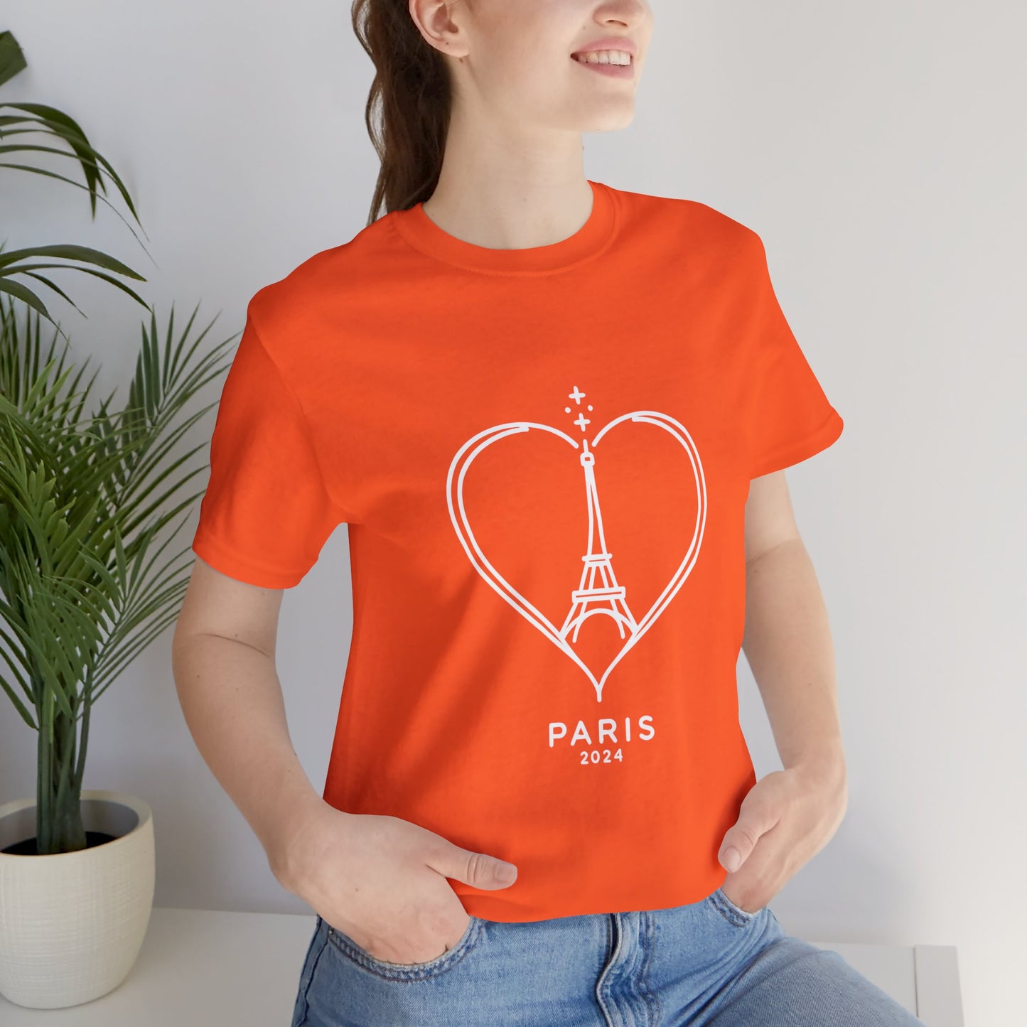 Women T-shirt with heart and Eiffel Tower Design Multi Colors