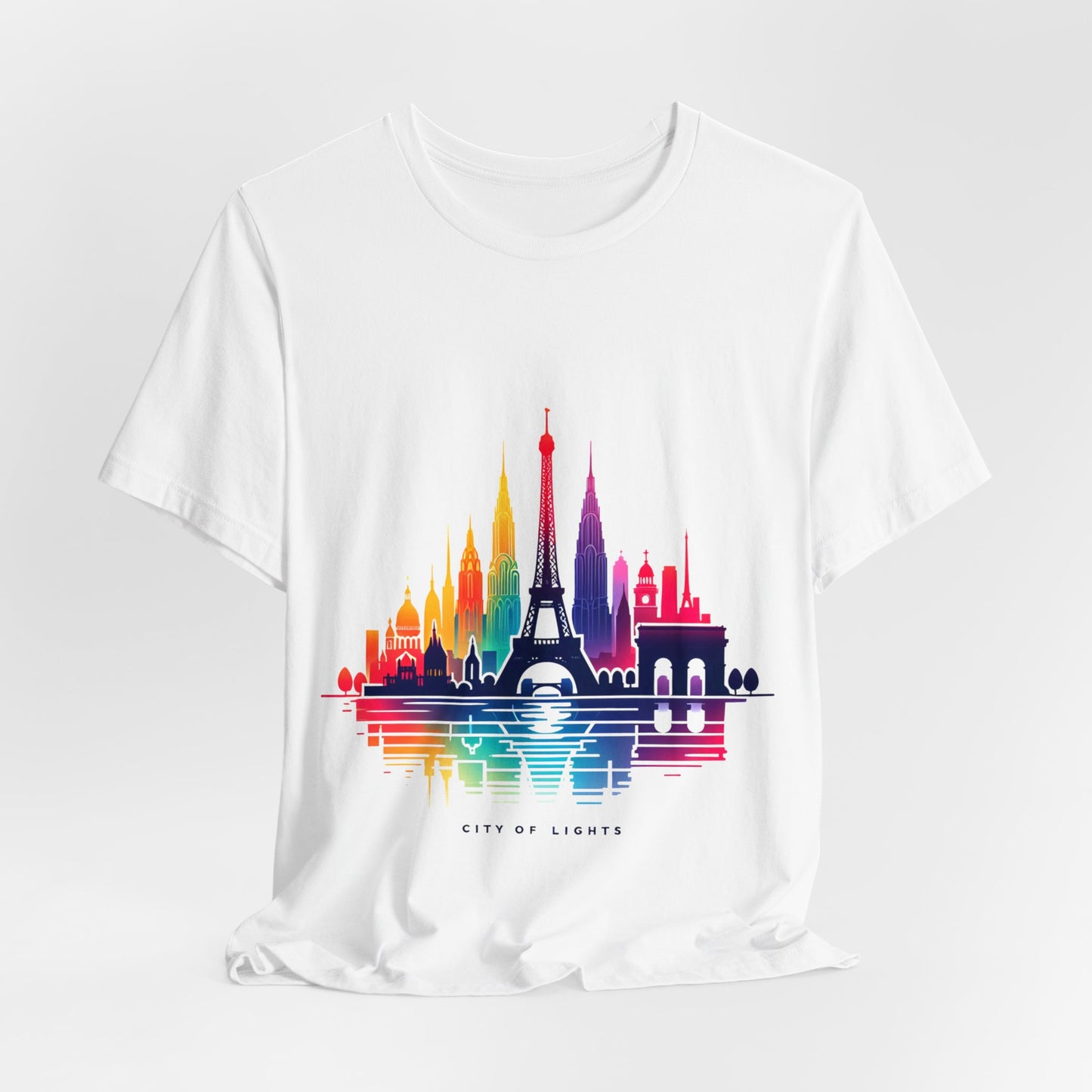 Unisex Short Sleeve Tee with Eiffel Tower Design