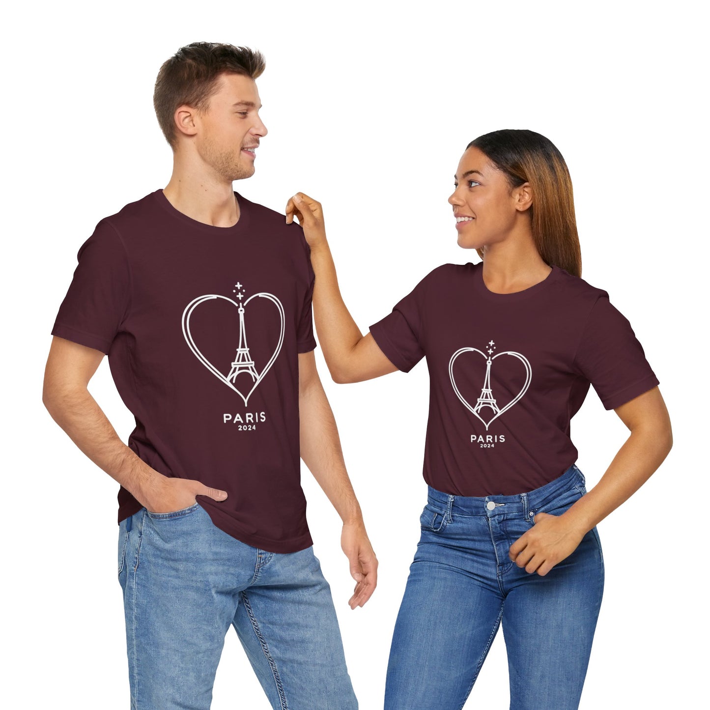 Women T-shirt with heart and Eiffel Tower Design Multi Colors