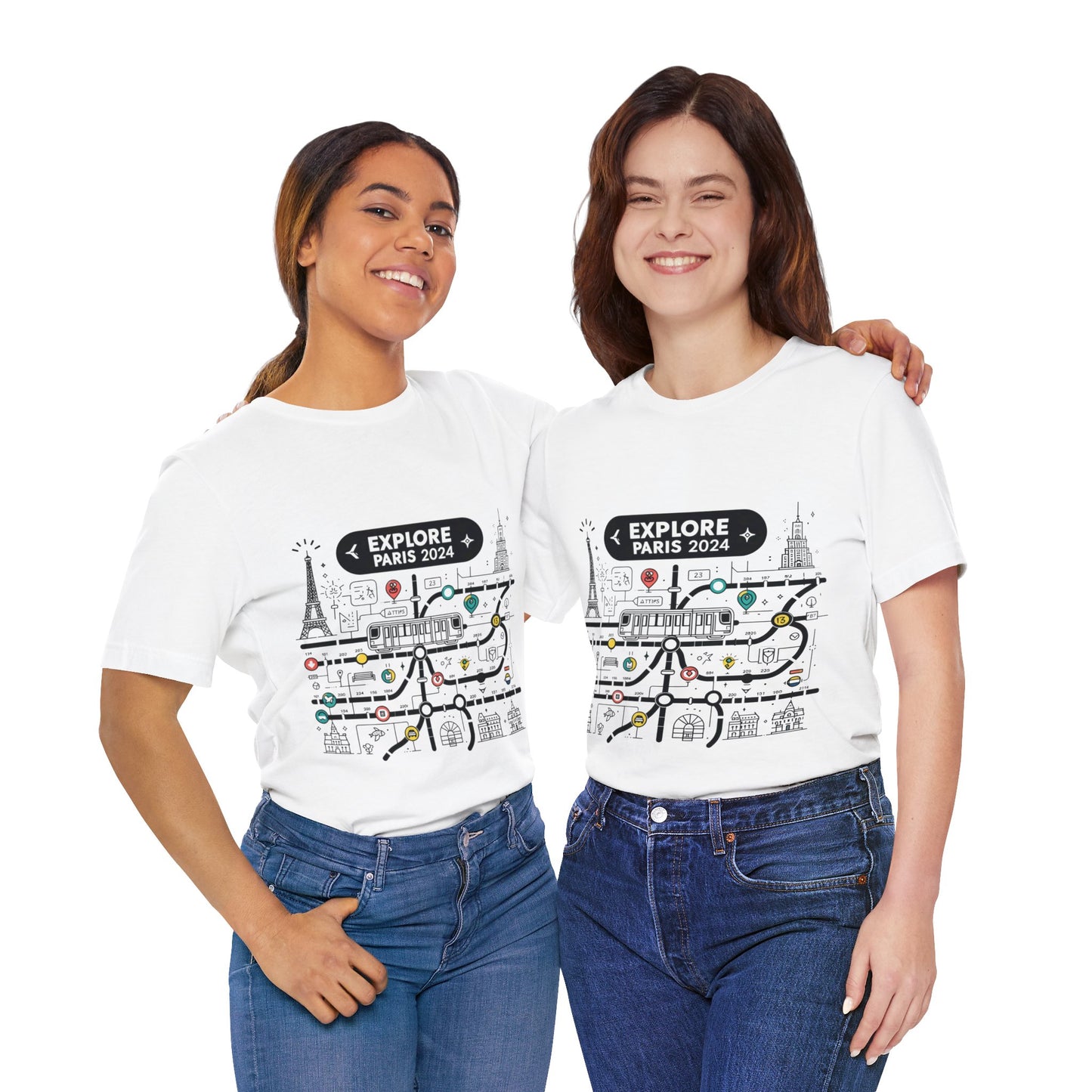 Unisex-T-Shirt mit Pariser Metro-Karte