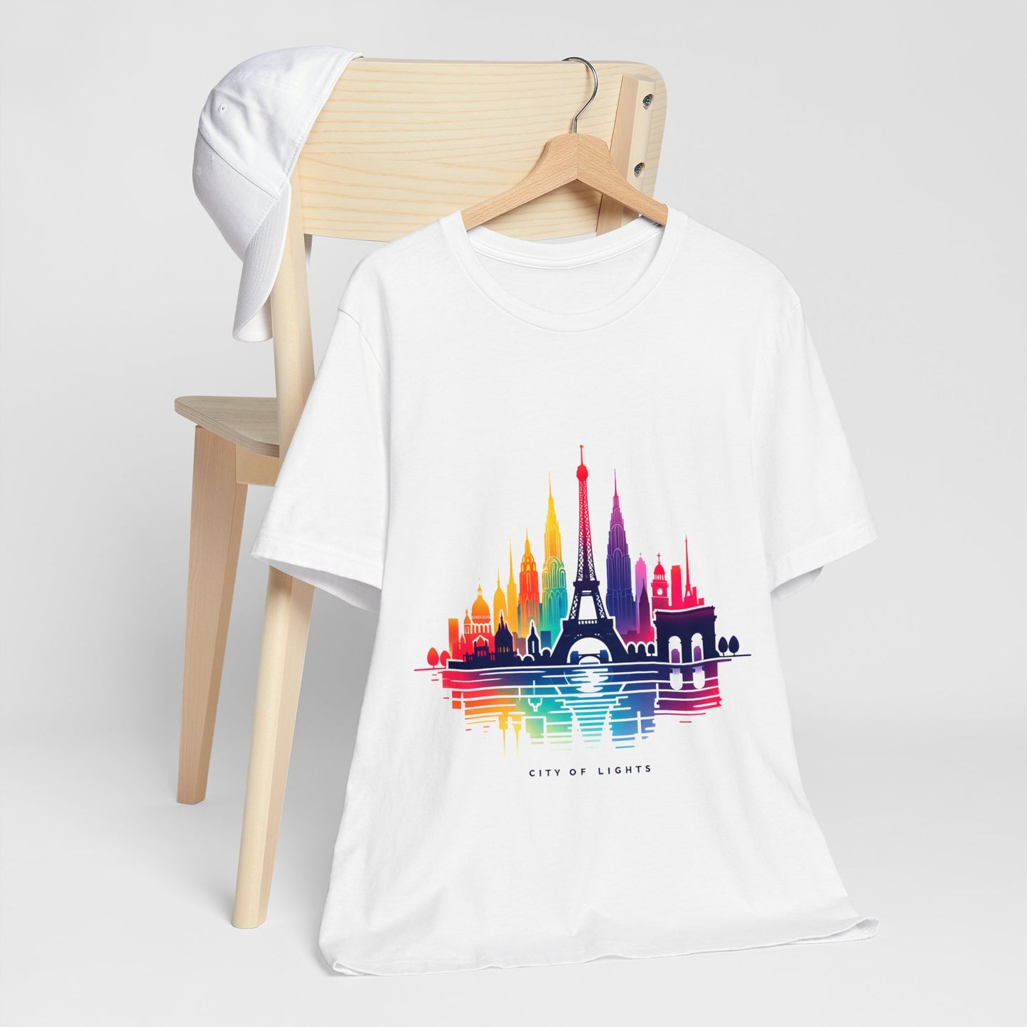 Unisex Short Sleeve Tee with Eiffel Tower Design