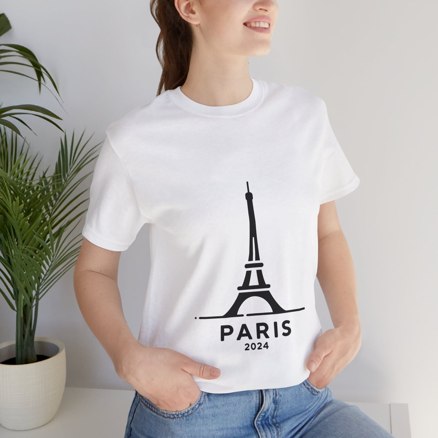 Unisex T-shirt White with Eiffel Tower