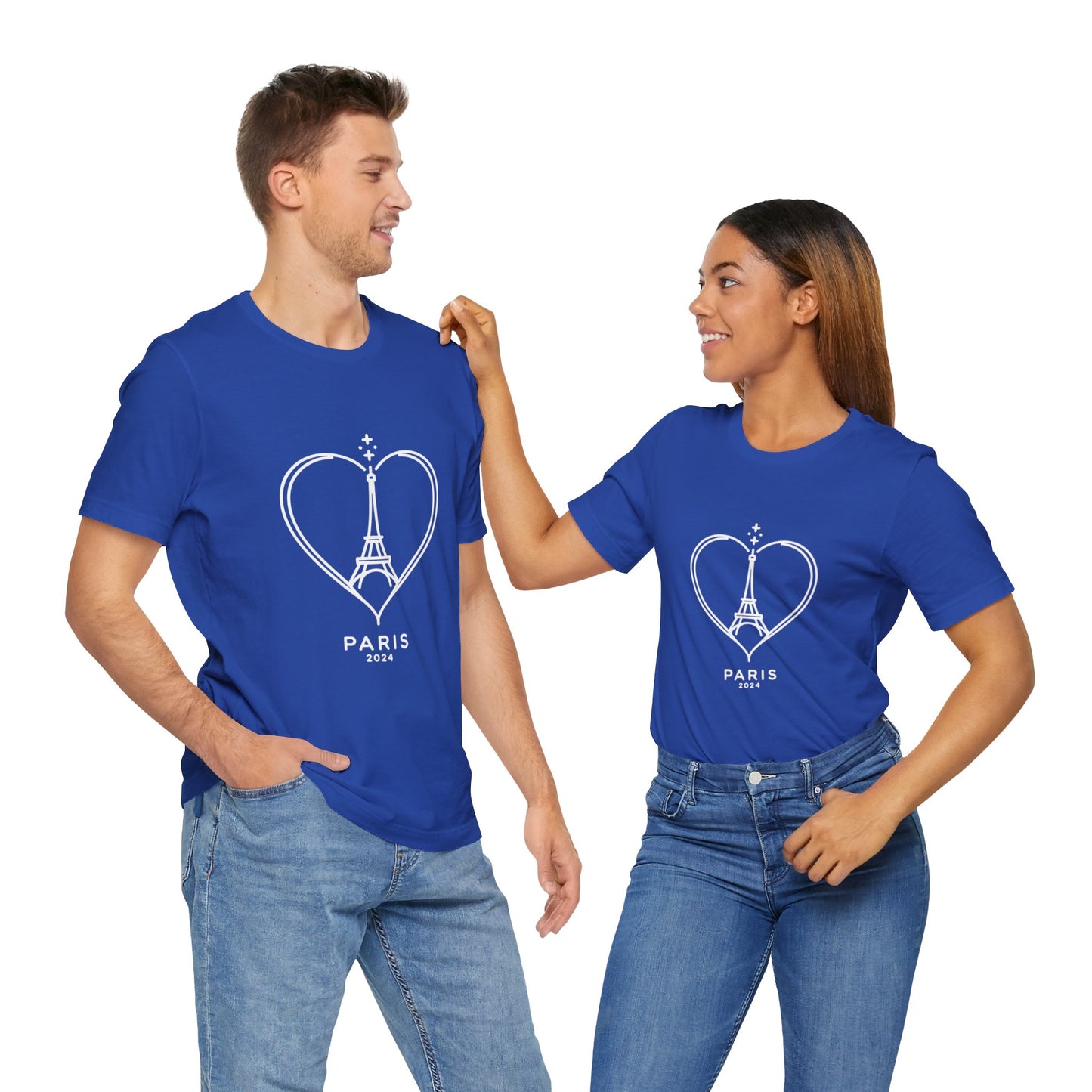 Women T-shirt with heart and Eiffel Tower Design Multi Colors