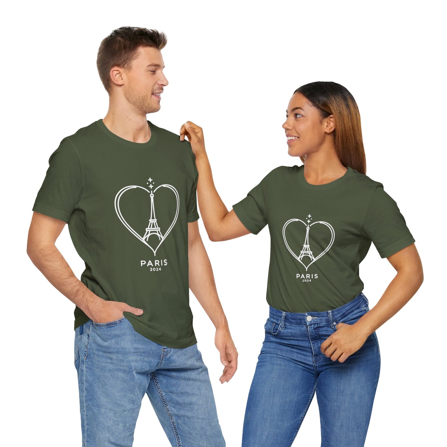 Women T-shirt with heart and Eiffel Tower Design Multi Colors