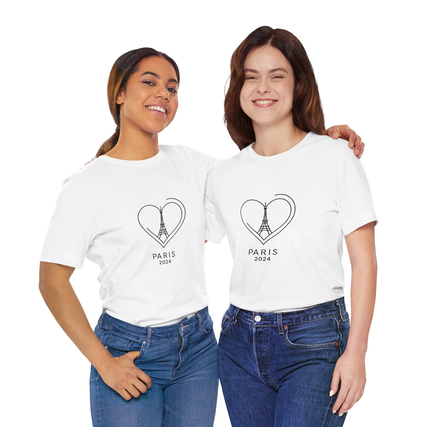 Women T-shirt with Eiffel Tower and Heart