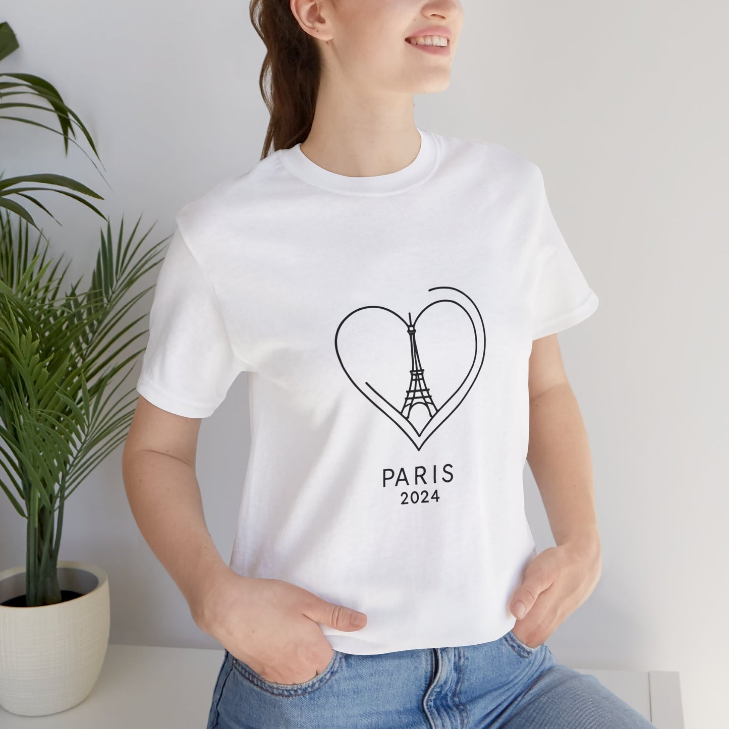 Women T-shirt with Eiffel Tower and Heart