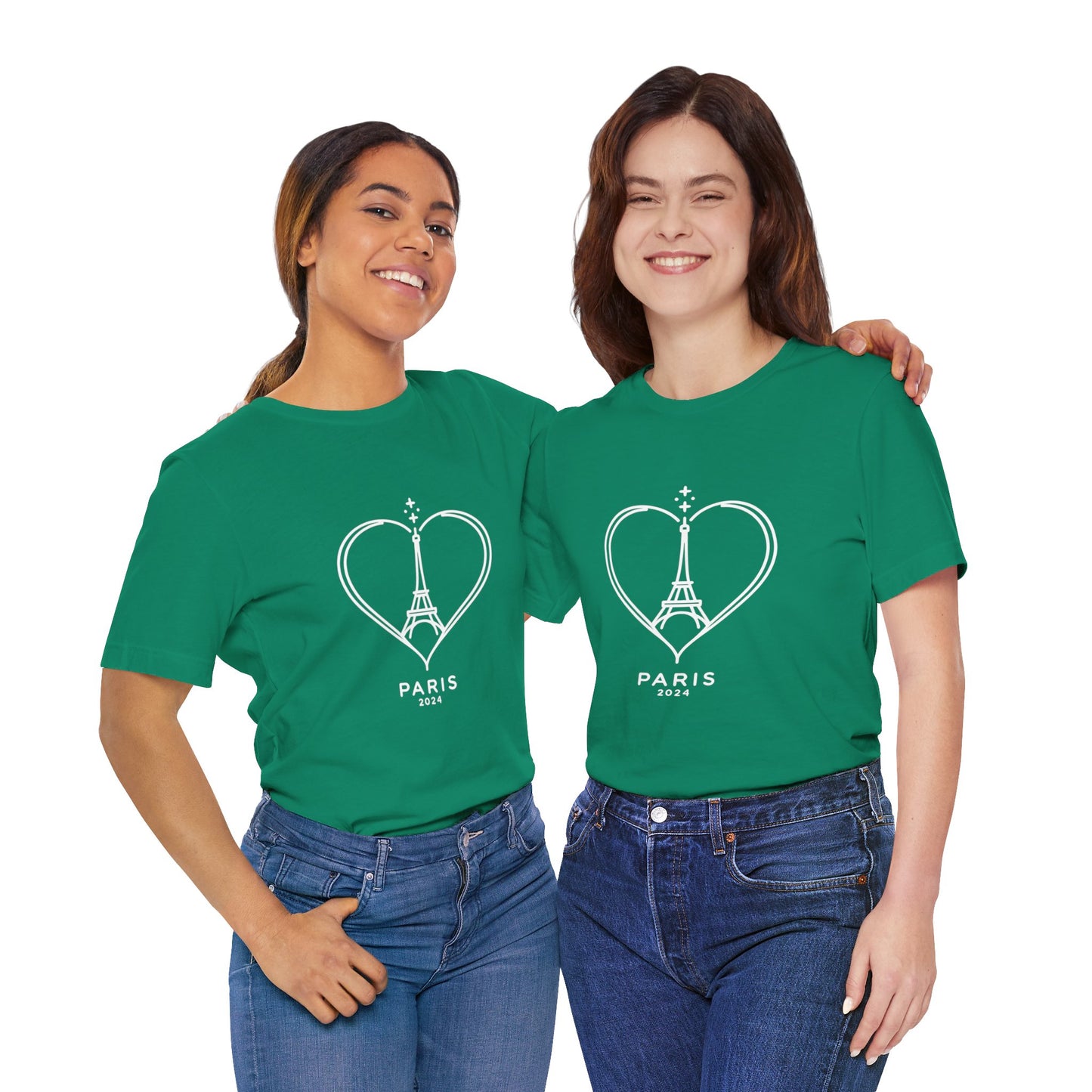 Women T-shirt with heart and Eiffel Tower Design Multi Colors