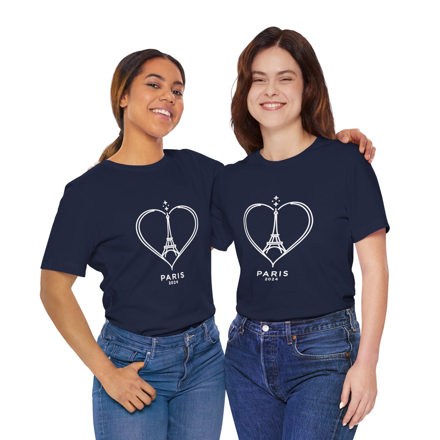 Women T-shirt with heart and Eiffel Tower Design Multi Colors