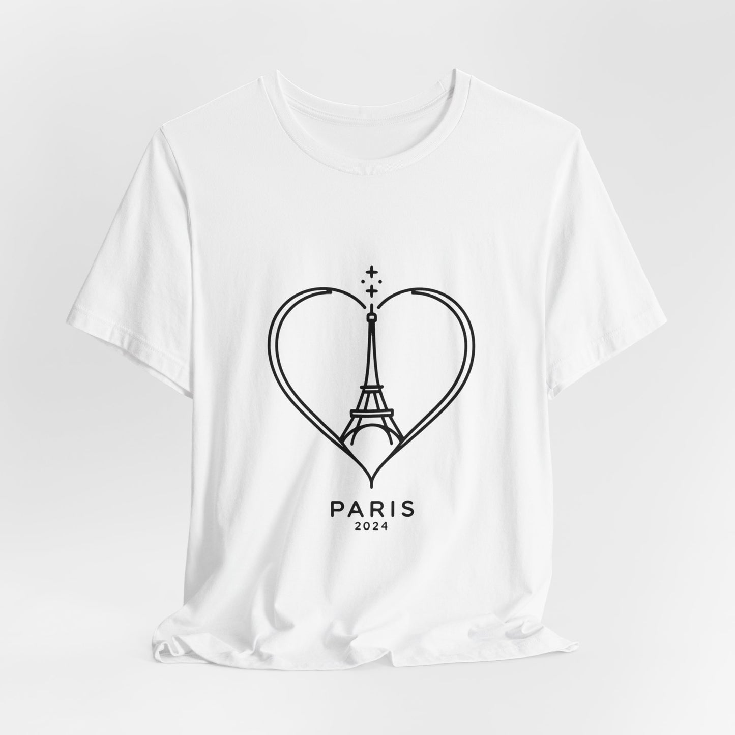 Women T-shirt with heart and Eiffel Tower Design