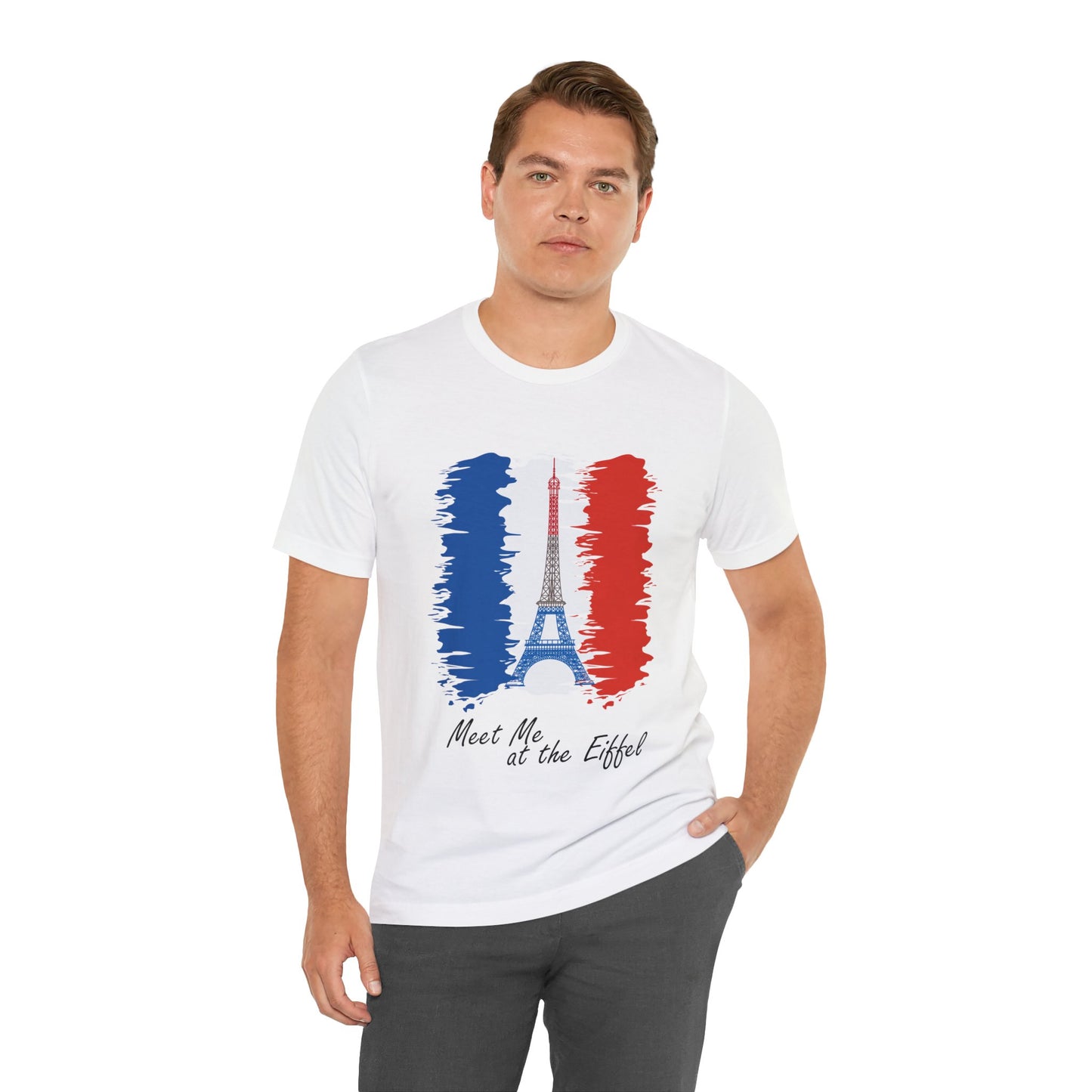 Kurzärmeliges Unisex-T-Shirt mit Frankreich-Flagge