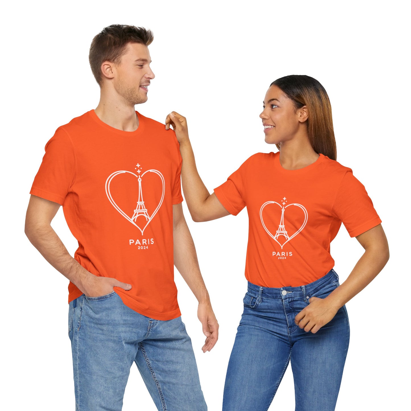 Women T-shirt with heart and Eiffel Tower Design Multi Colors