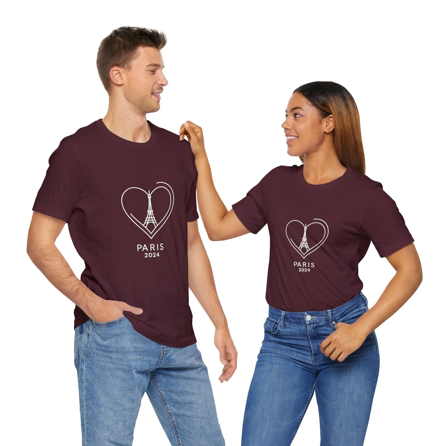 Women T-shirt with Heart and Eiffel Tower