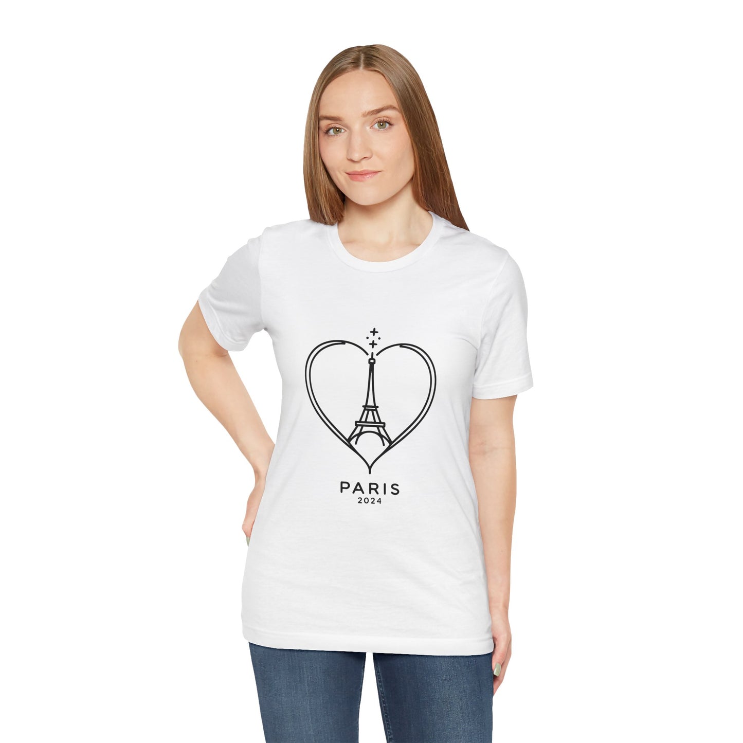 Women T-shirt with heart and Eiffel Tower Design