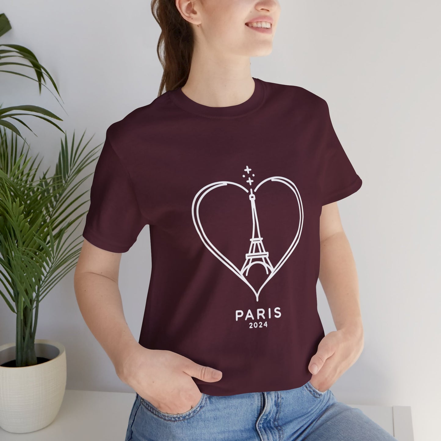 Women T-shirt with heart and Eiffel Tower Design Multi Colors