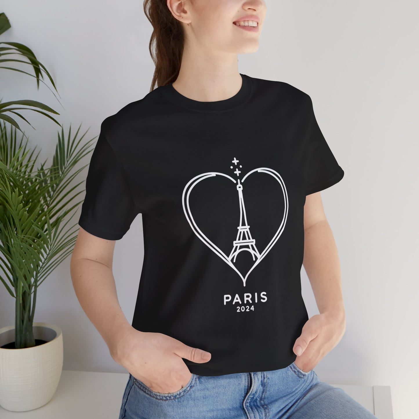 Damen T-Shirt mit Herz und Eiffelturm-Design, mehrere Farben