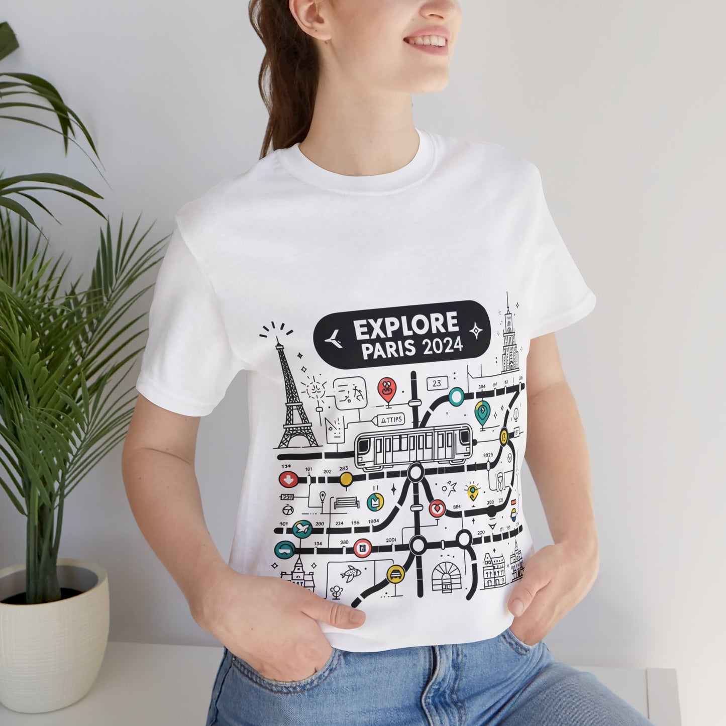 Unisex-T-Shirt mit Pariser Metro-Karte