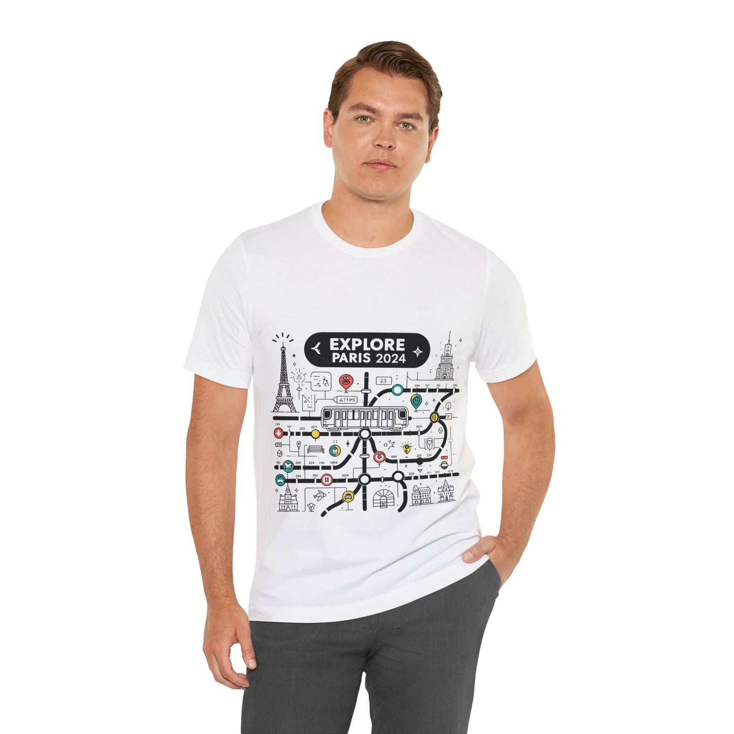 Unisex T-shirt with Paris Metro Map