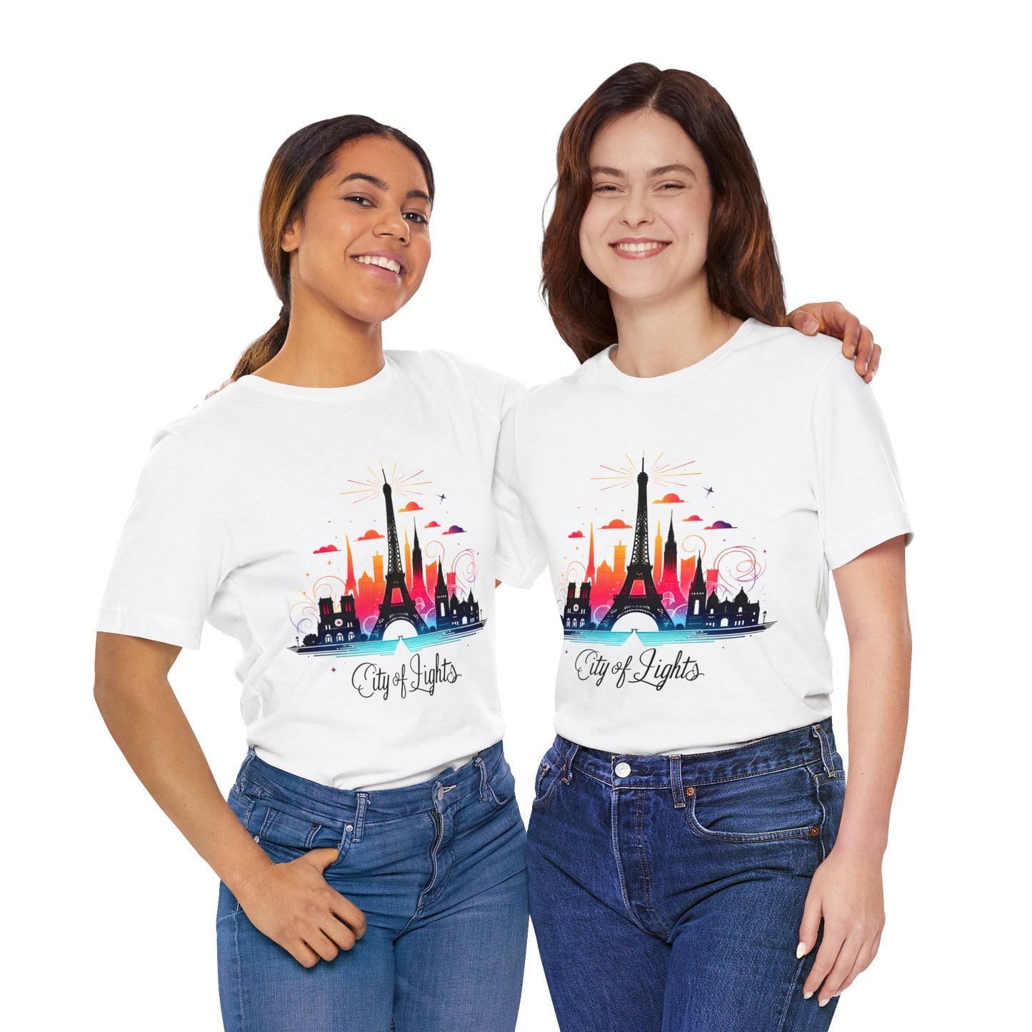 Unisex Short Sleeve Tee with Paris City Design