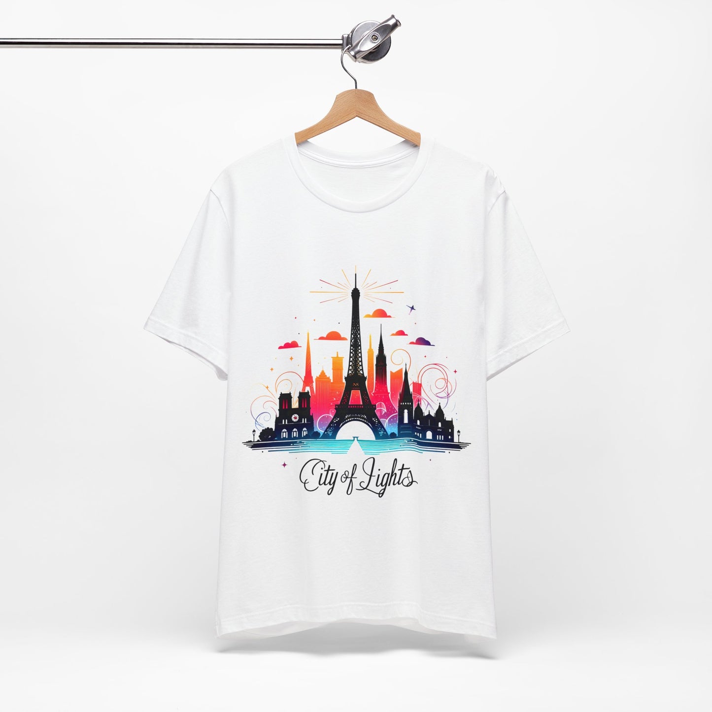 Unisex Short Sleeve Tee with Paris City Design