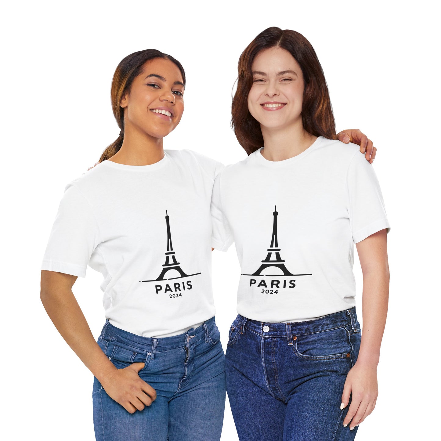 Unisex T-shirt White with Eiffel Tower