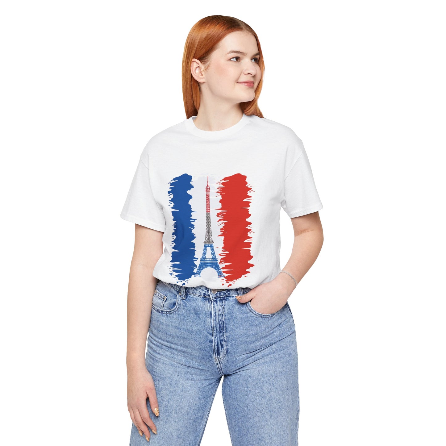 Kurzärmeliges Unisex-T-Shirt mit Frankreich-Flagge