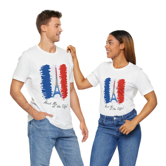 Kurzärmeliges Unisex-T-Shirt mit Frankreich-Flagge