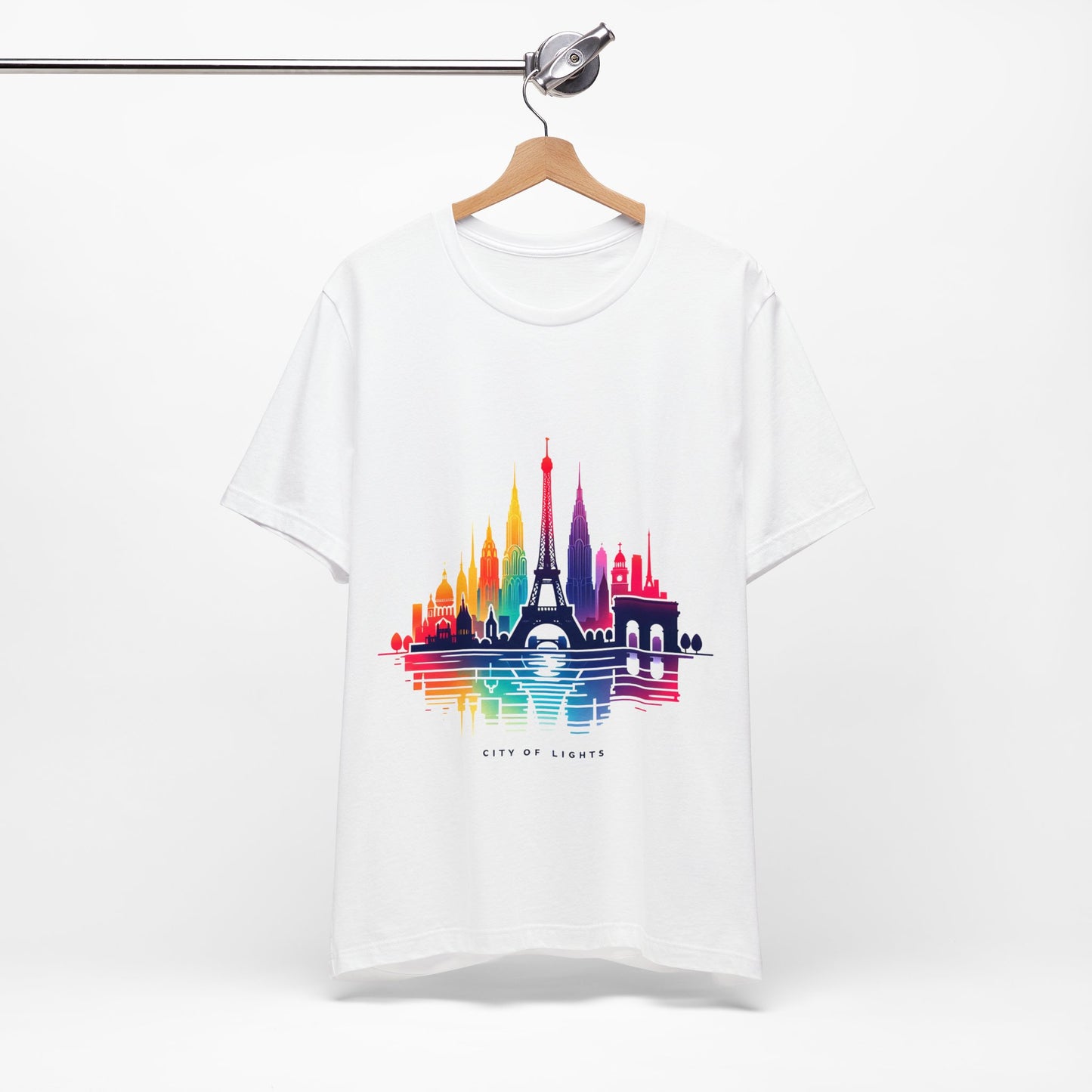 Unisex Short Sleeve Tee with Eiffel Tower Design