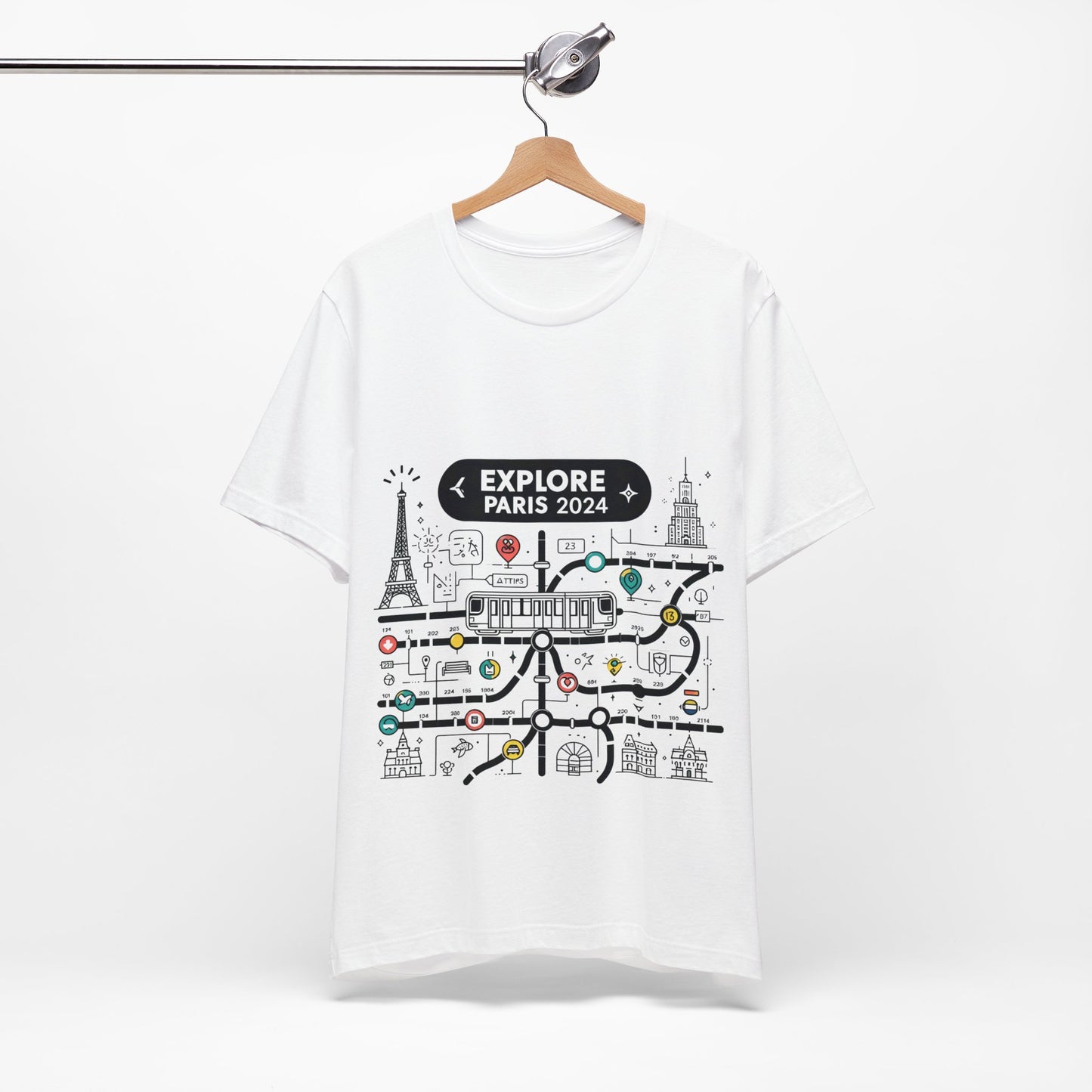 Unisex T-shirt with Paris Metro Map