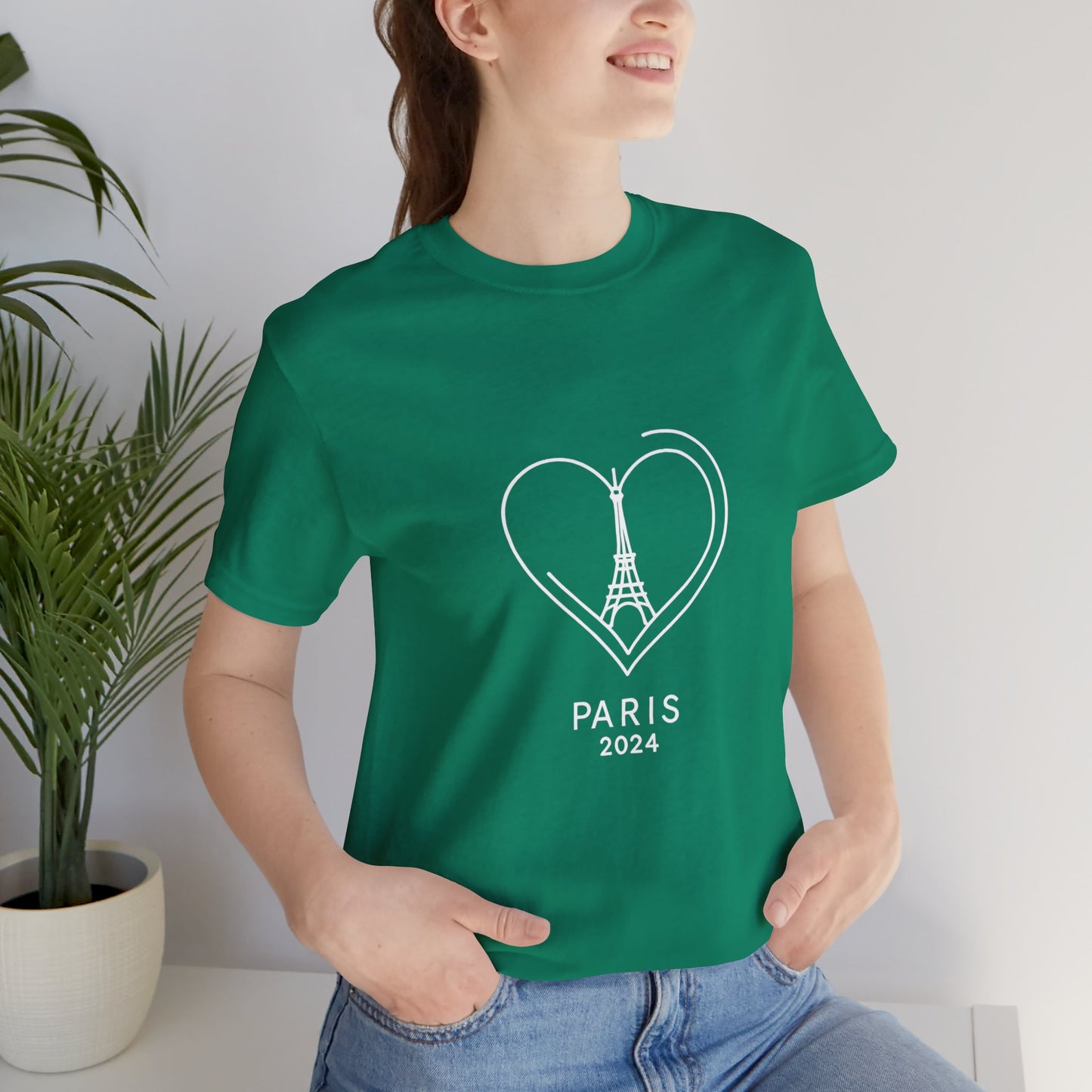 Women T-shirt with Heart and Eiffel Tower