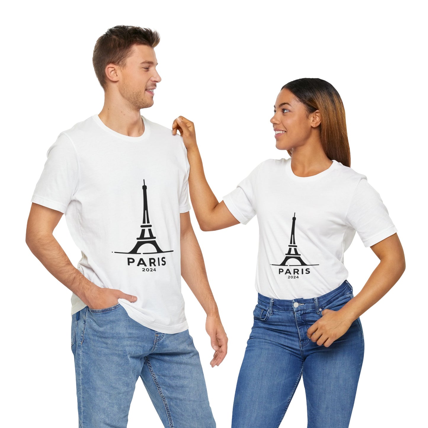 Unisex T-shirt White with Eiffel Tower