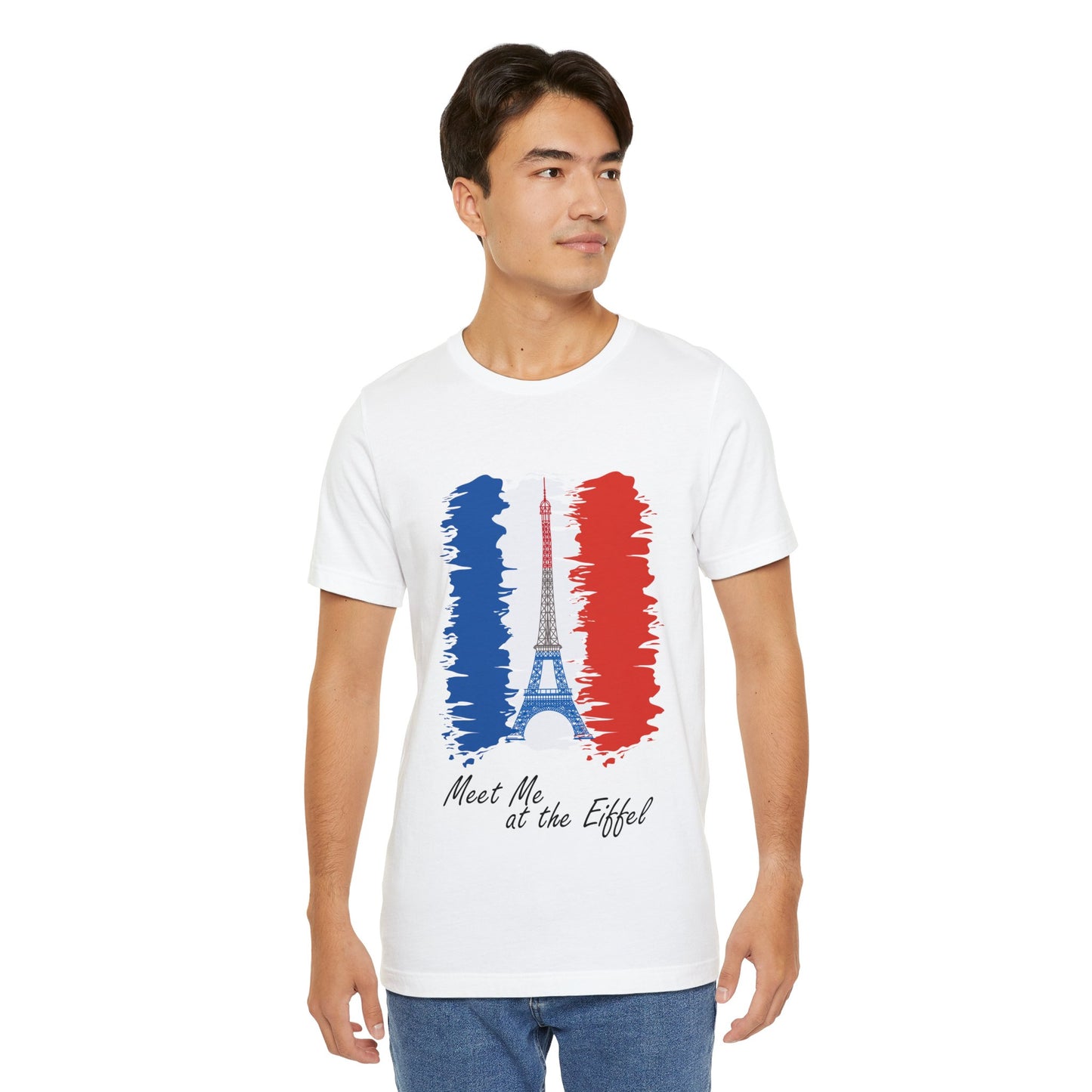 Kurzärmeliges Unisex-T-Shirt mit Frankreich-Flagge